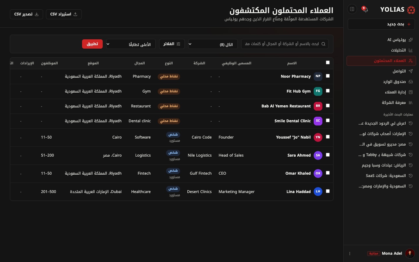 عملاء محتملون مع أدلتهم